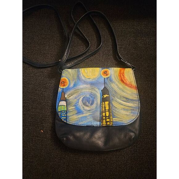 Sharif 1827 Purse Designed in New York Cityscape Van Gogh Vibes - Picture 1 of 4